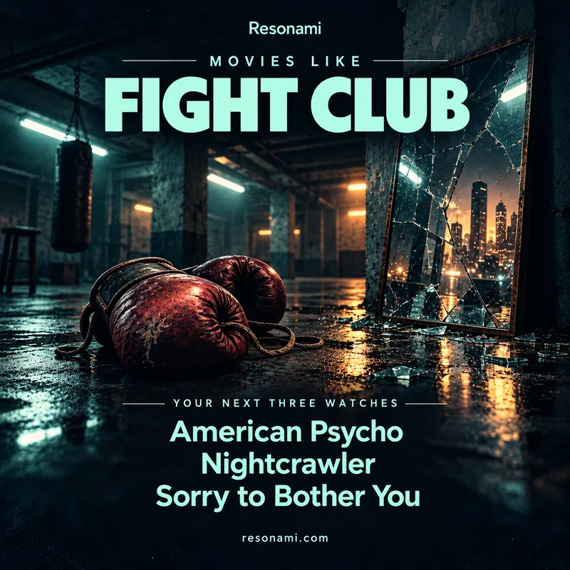 Original illustration inspired by Fight Club, featuring the three recommended titles