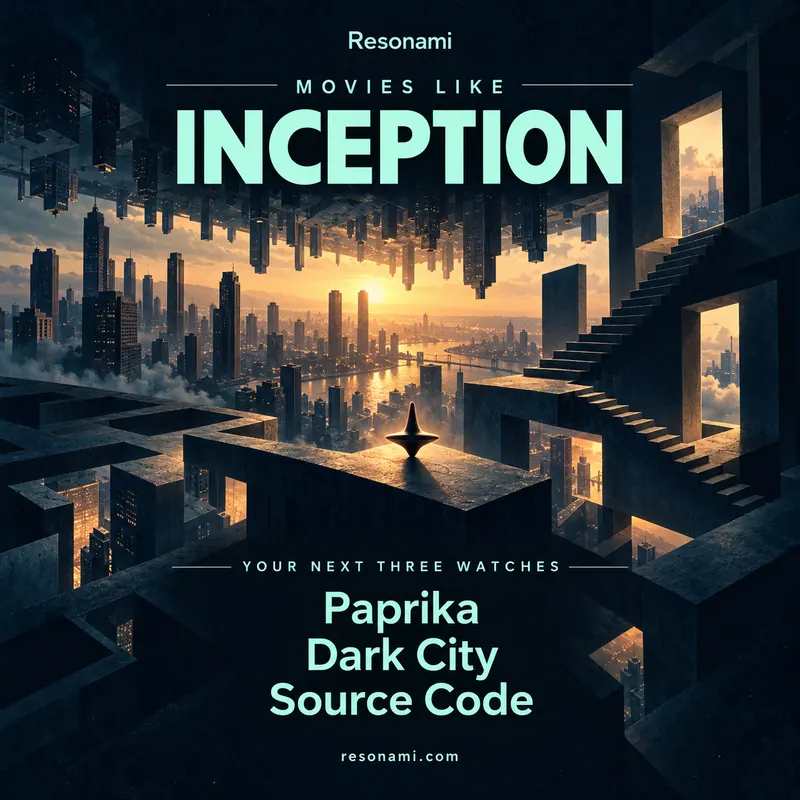 Original illustration inspired by Inception, featuring the three recommended titles
