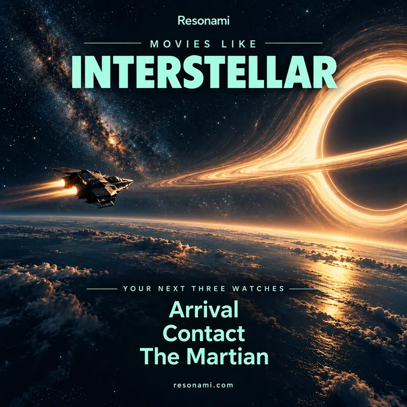 Original illustration inspired by Interstellar, featuring the three recommended titles