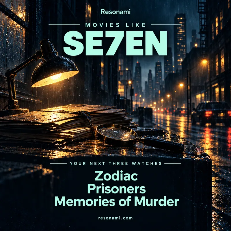 Original illustration inspired by Se7en, featuring the three recommended titles
