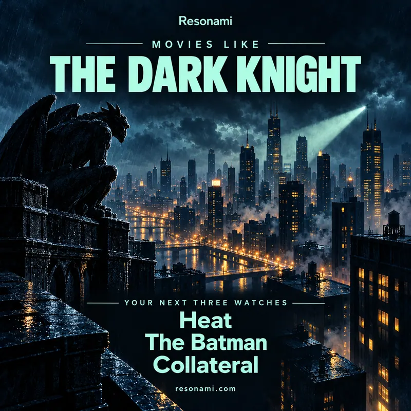 Original illustration inspired by The Dark Knight, featuring the three recommended titles