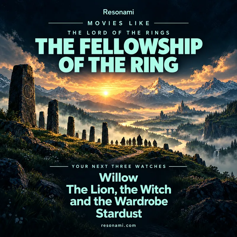 Original illustration inspired by The Lord of the Rings: The Fellowship of the Ring, featuring the three recommended titles