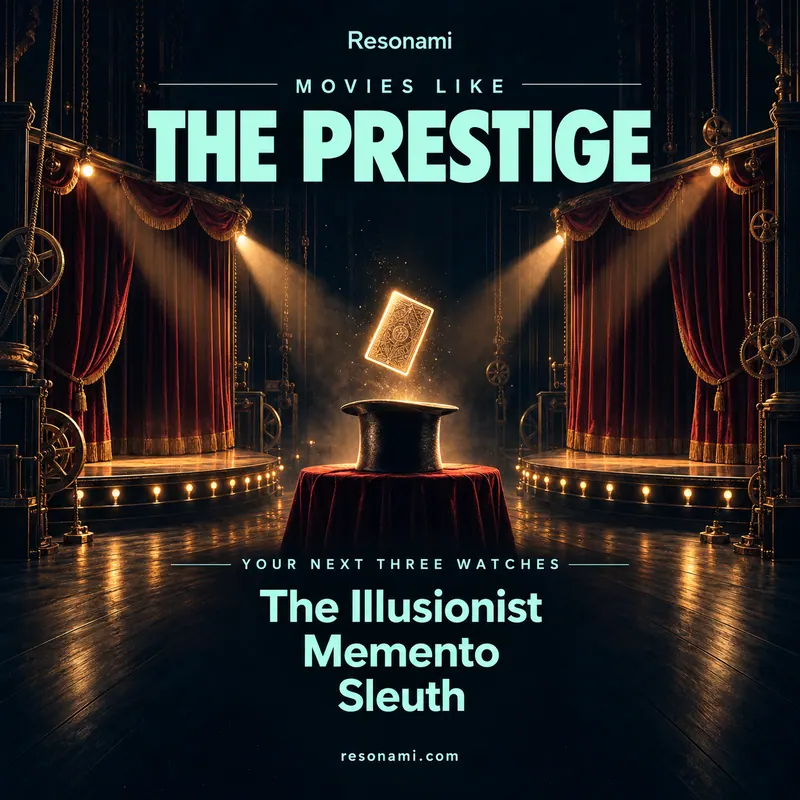 Original illustration inspired by The Prestige, featuring the three recommended titles