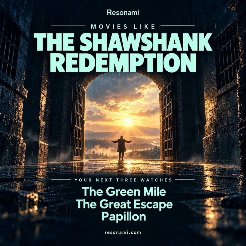 Original illustration inspired by The Shawshank Redemption, featuring the three recommended titles