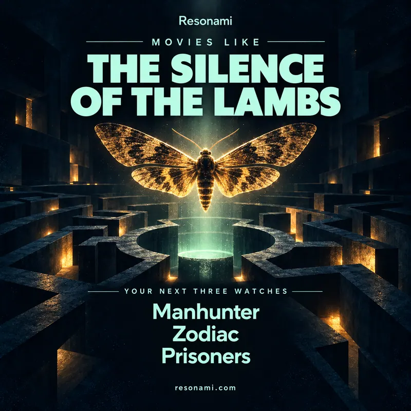 Original illustration inspired by The Silence of the Lambs, featuring the three recommended titles