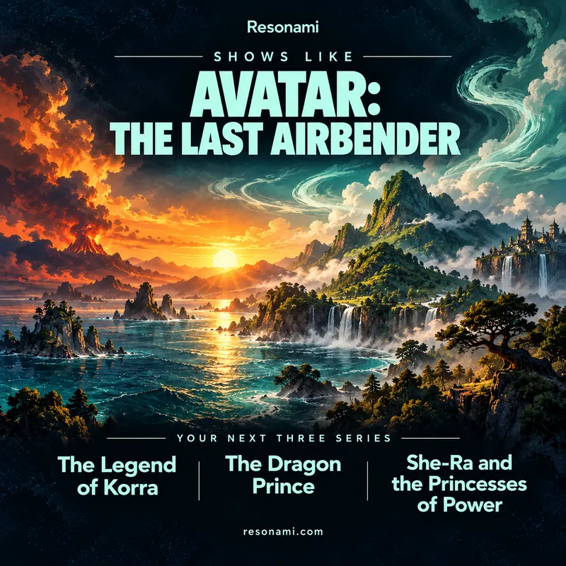 Original illustration inspired by Avatar: The Last Airbender, featuring the three recommended titles