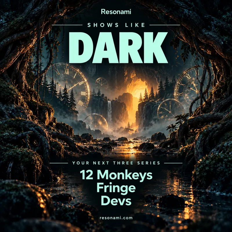 Original illustration inspired by Dark, featuring the three recommended titles