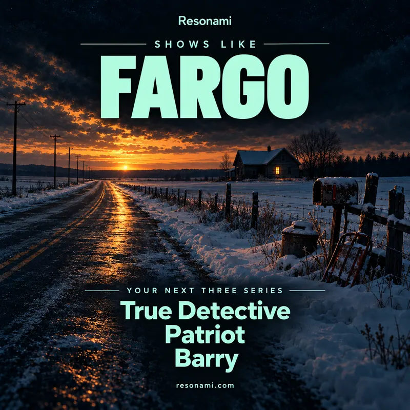 Original illustration inspired by Fargo, featuring the three recommended titles