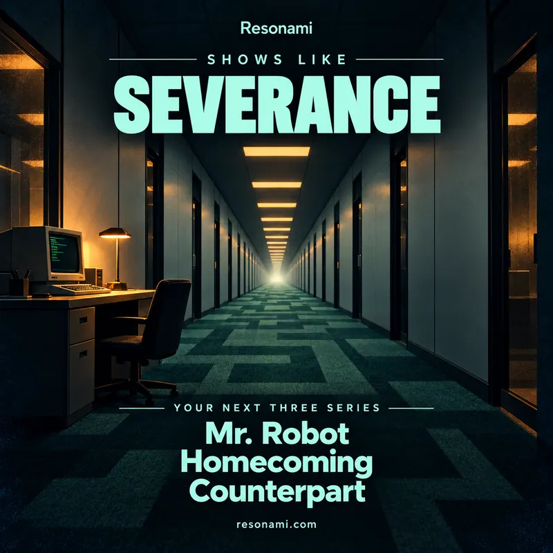 Original illustration inspired by Severance, featuring the three recommended titles