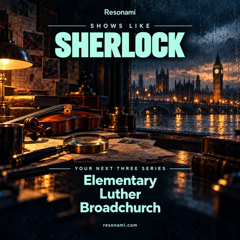 Original illustration inspired by Sherlock, featuring the three recommended titles