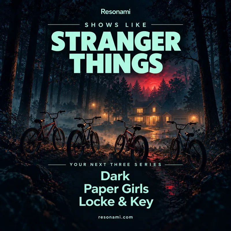 Original illustration inspired by Stranger Things, featuring the three recommended titles